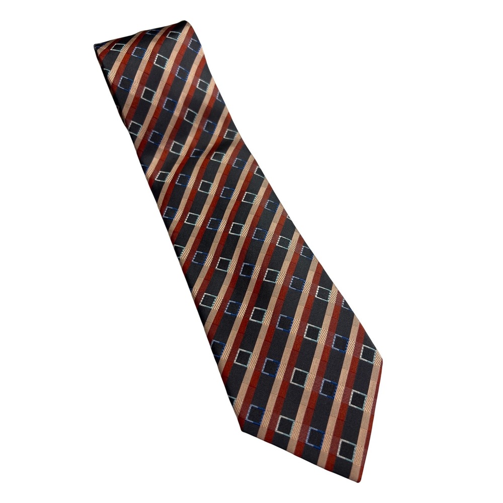Luciano Versi Men's Tie‎ Grey Copper Reine Seide Stripe Classic 100% Silk A68
